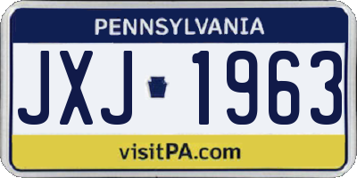 PA license plate JXJ1963