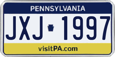 PA license plate JXJ1997