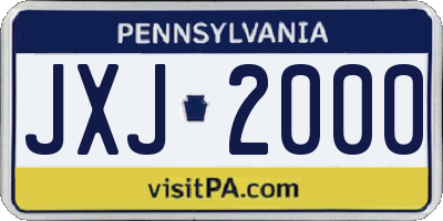PA license plate JXJ2000