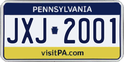 PA license plate JXJ2001