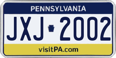 PA license plate JXJ2002