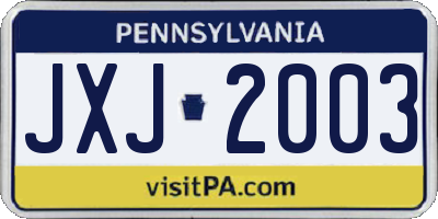 PA license plate JXJ2003