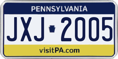 PA license plate JXJ2005