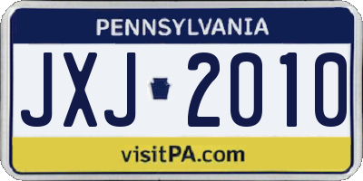 PA license plate JXJ2010