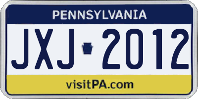 PA license plate JXJ2012