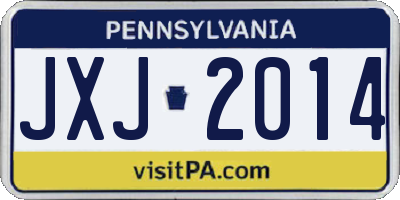 PA license plate JXJ2014