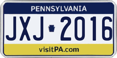 PA license plate JXJ2016