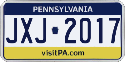 PA license plate JXJ2017