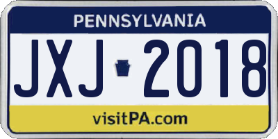 PA license plate JXJ2018