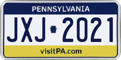 PA license plate JXJ2021