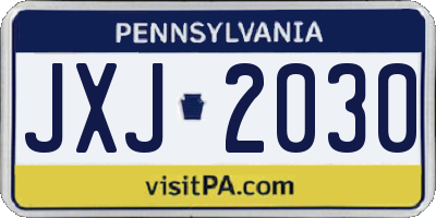 PA license plate JXJ2030