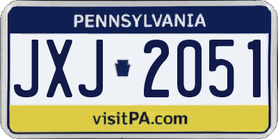 PA license plate JXJ2051