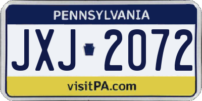 PA license plate JXJ2072