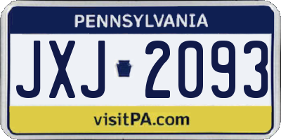 PA license plate JXJ2093