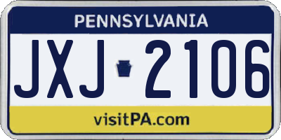 PA license plate JXJ2106