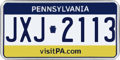 PA license plate JXJ2113