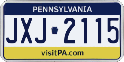 PA license plate JXJ2115
