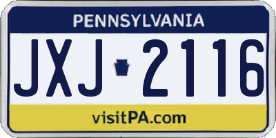 PA license plate JXJ2116