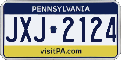PA license plate JXJ2124
