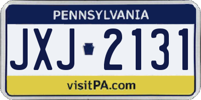 PA license plate JXJ2131