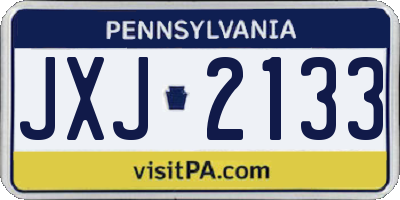 PA license plate JXJ2133