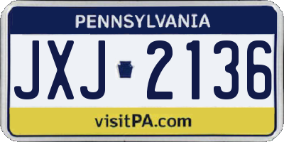 PA license plate JXJ2136