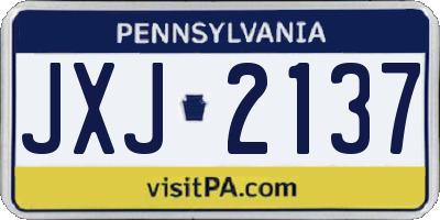 PA license plate JXJ2137