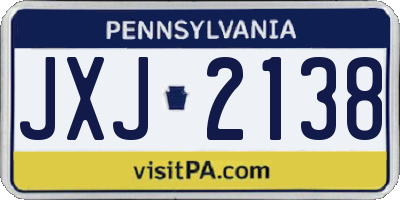 PA license plate JXJ2138