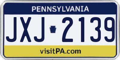 PA license plate JXJ2139