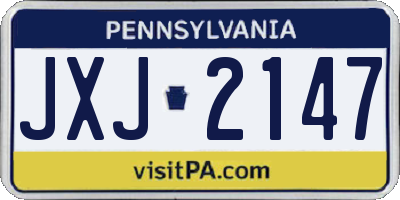 PA license plate JXJ2147
