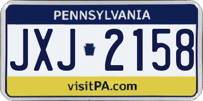 PA license plate JXJ2158