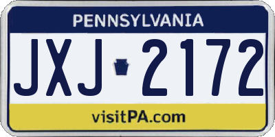 PA license plate JXJ2172