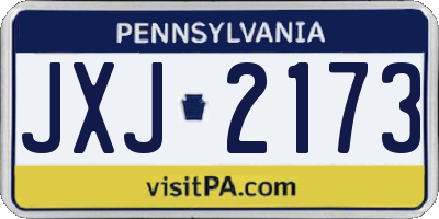 PA license plate JXJ2173