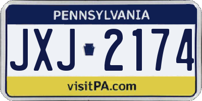 PA license plate JXJ2174