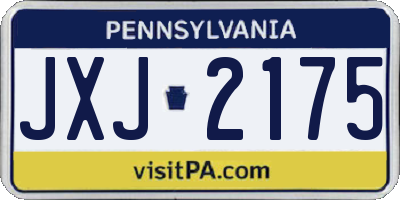 PA license plate JXJ2175