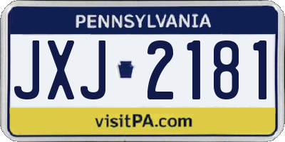PA license plate JXJ2181