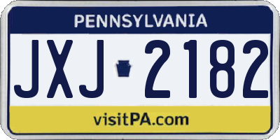 PA license plate JXJ2182