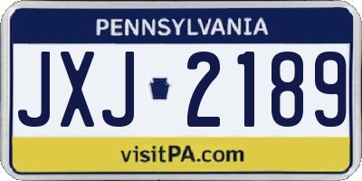 PA license plate JXJ2189