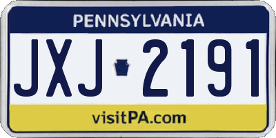 PA license plate JXJ2191