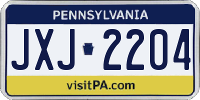 PA license plate JXJ2204