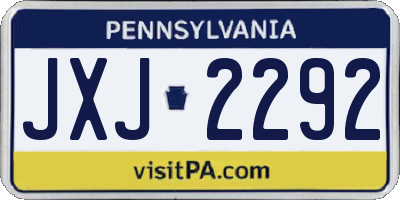 PA license plate JXJ2292