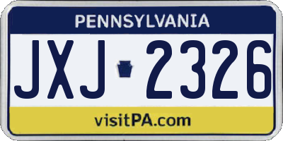 PA license plate JXJ2326