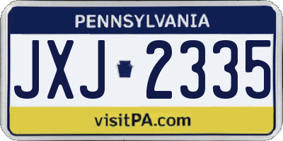 PA license plate JXJ2335