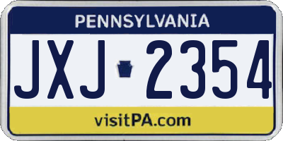 PA license plate JXJ2354