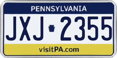 PA license plate JXJ2355