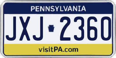 PA license plate JXJ2360