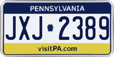 PA license plate JXJ2389
