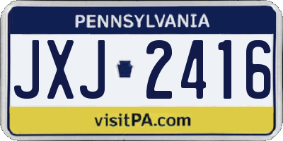 PA license plate JXJ2416