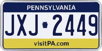PA license plate JXJ2449