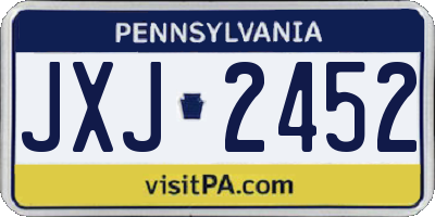 PA license plate JXJ2452
